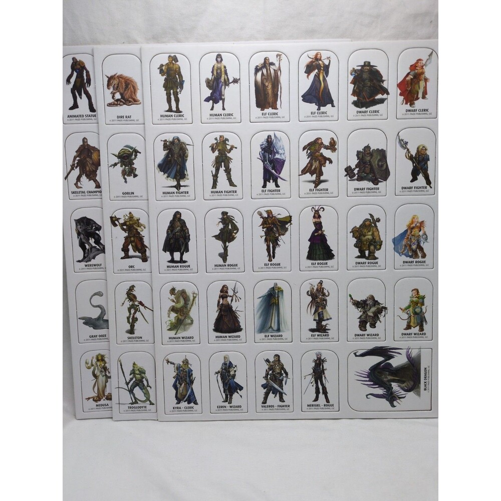 (3) Sheets Of Pathfinder Fantasy Character And Monster Standee Sheets